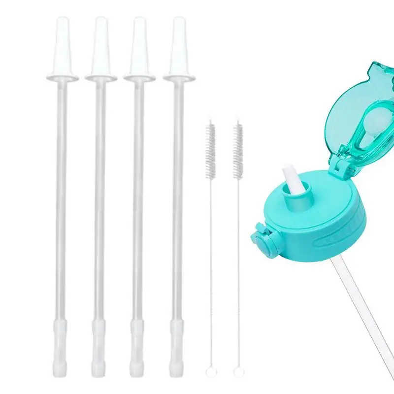 Water Bottle Straw Gallon Water Bottle Straw Replacement For 1/Half Gallon Water Bottle With 2 Cleaning Brushes 4 Cuttable Straw