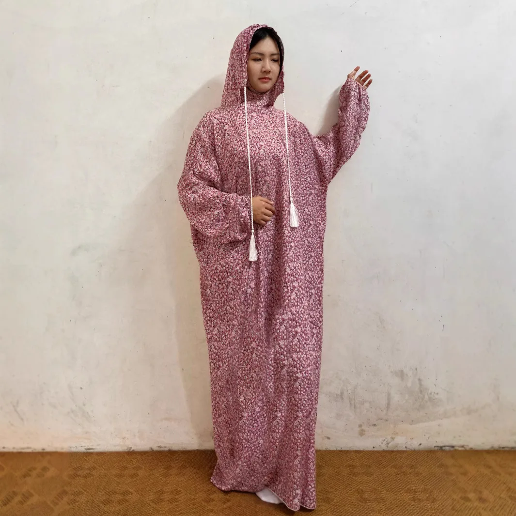 

New Muslim Fashion Long Sleeve Printed Jilbab Modest Customize Islamic Clothing Adult Women's Abaya