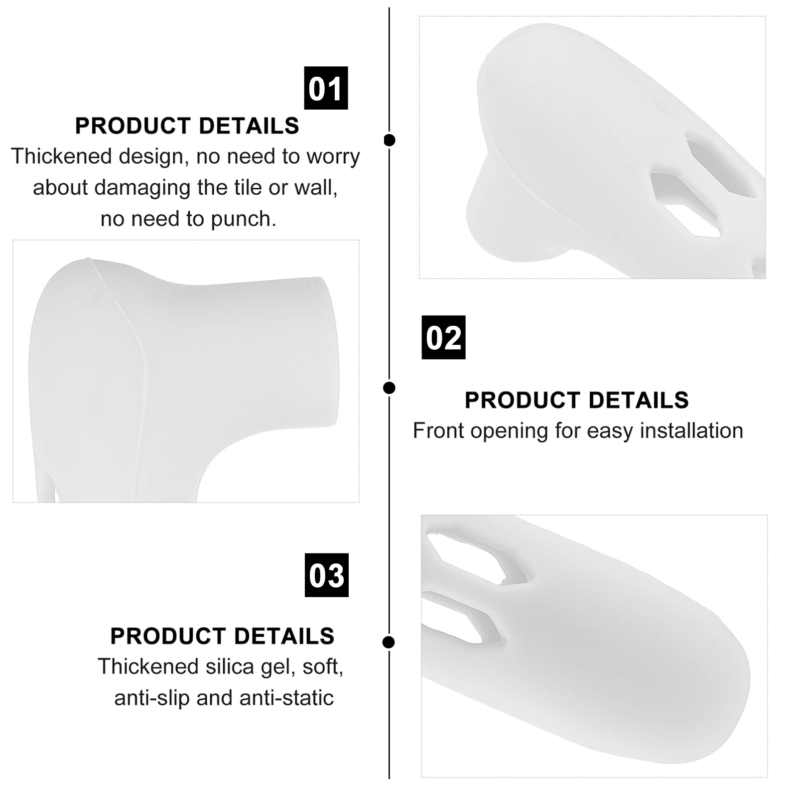 

2pcs Silicone Doorknob Covers White Door Handle Protector Anti Collision Waterproof Skid Proof Stretchy Pliable Wall for Home