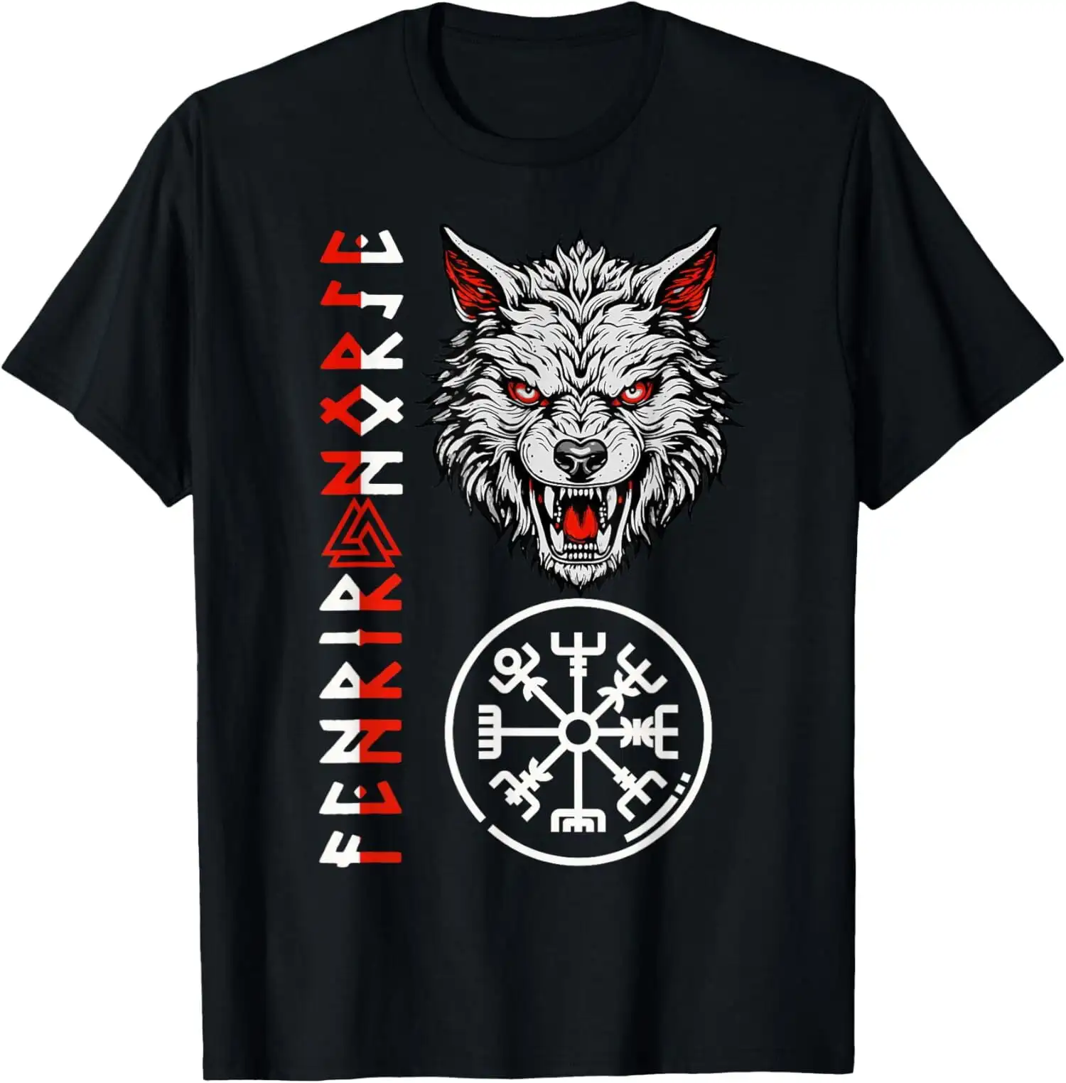 

Norse Mythology Runes Fenrir Wolf Nordic Warrior T-Shirt 100% Cotton O-Neck Short Sleeve Summer Casual Mens T-shirt Streetwear