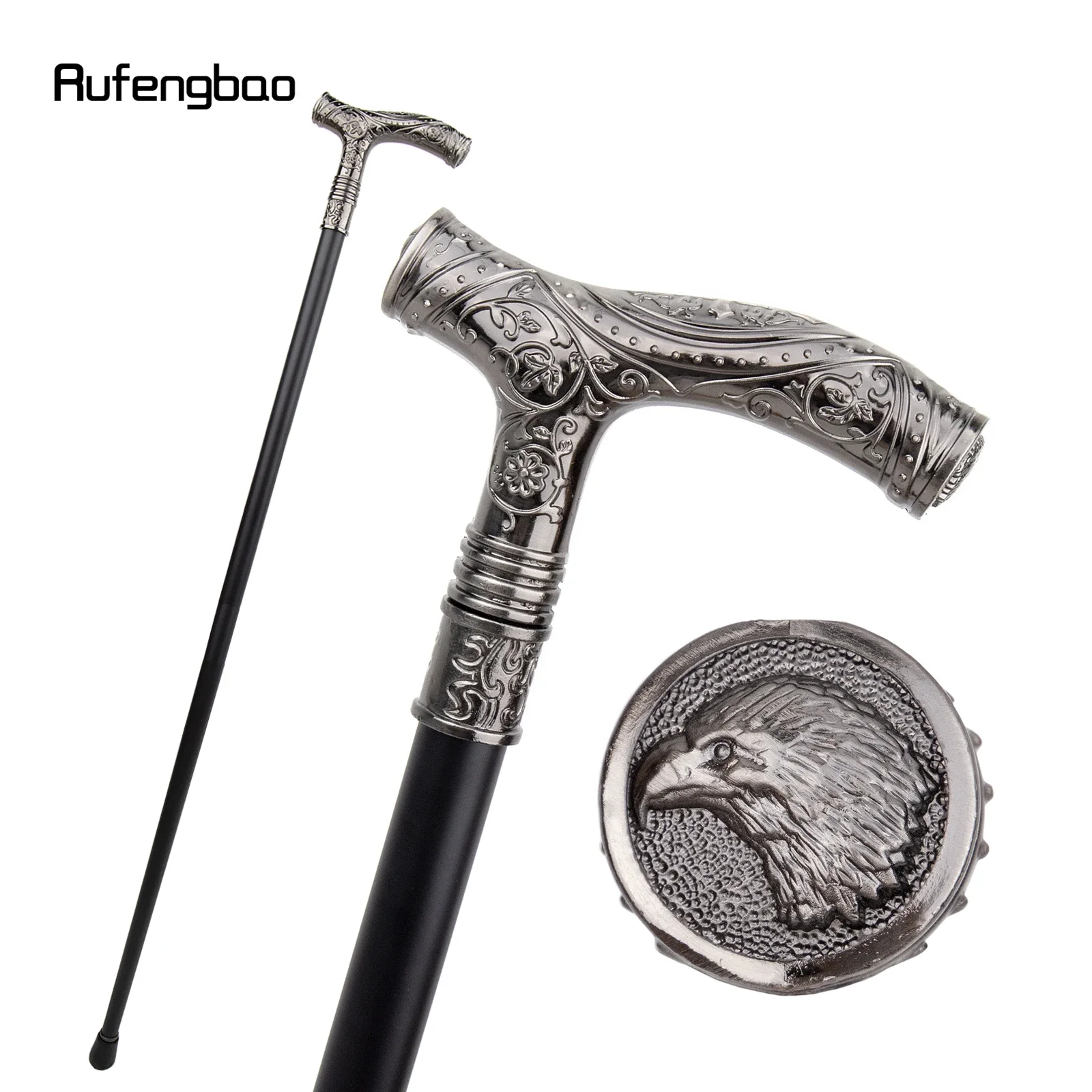 Silver Eagle Cabeça Flor Única Joint Walking Stick, Festa decorativa de Cosplay, Cane Halloween Crochet, Elegante, 93cm