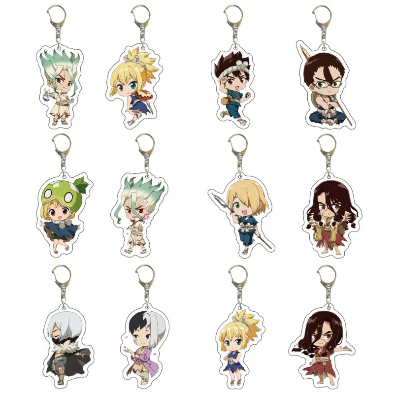 3PCS ‌Ishigami Senkū Daiki Daiki Kogane Koga Asagiri Gen Shishou Lion 2D Animation Peripheral Amber Acrylic Keychain Pendant