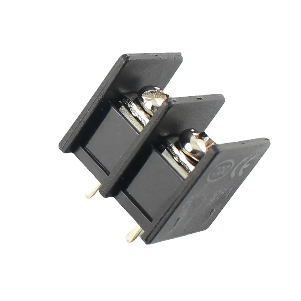 50pcs 9.5mm 10mm Pitch 2P 2 Pin Poles PCS Barrier Terminal Block Cable Connector Black 300V 25A 22-12AWG