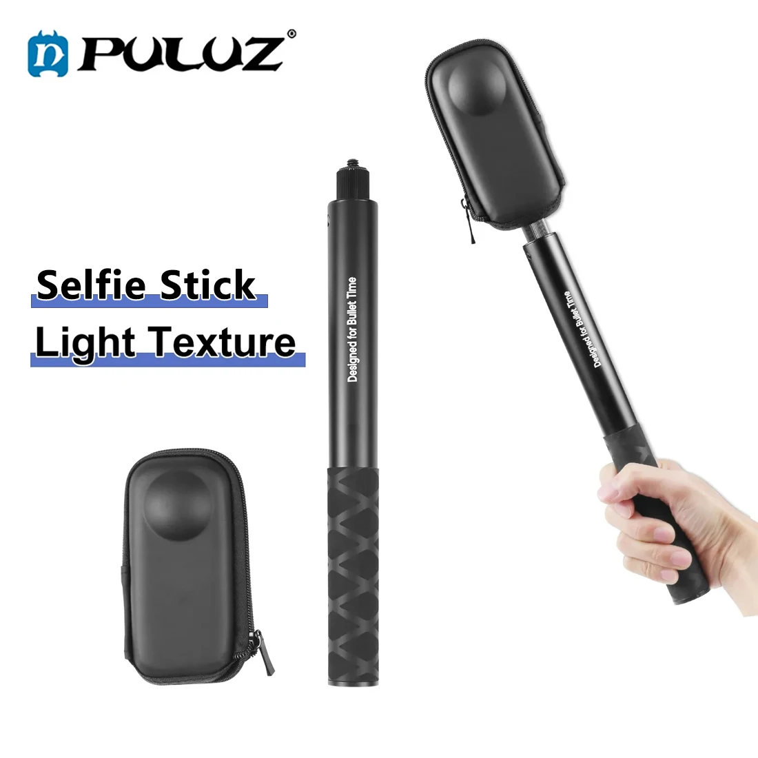 PULUZ 110cm Handheld Retractable Selfie Stick Stand with Adapter Base 1/4 Screw for Insta360 One RS X3/X2 Panoramic Sport Camera