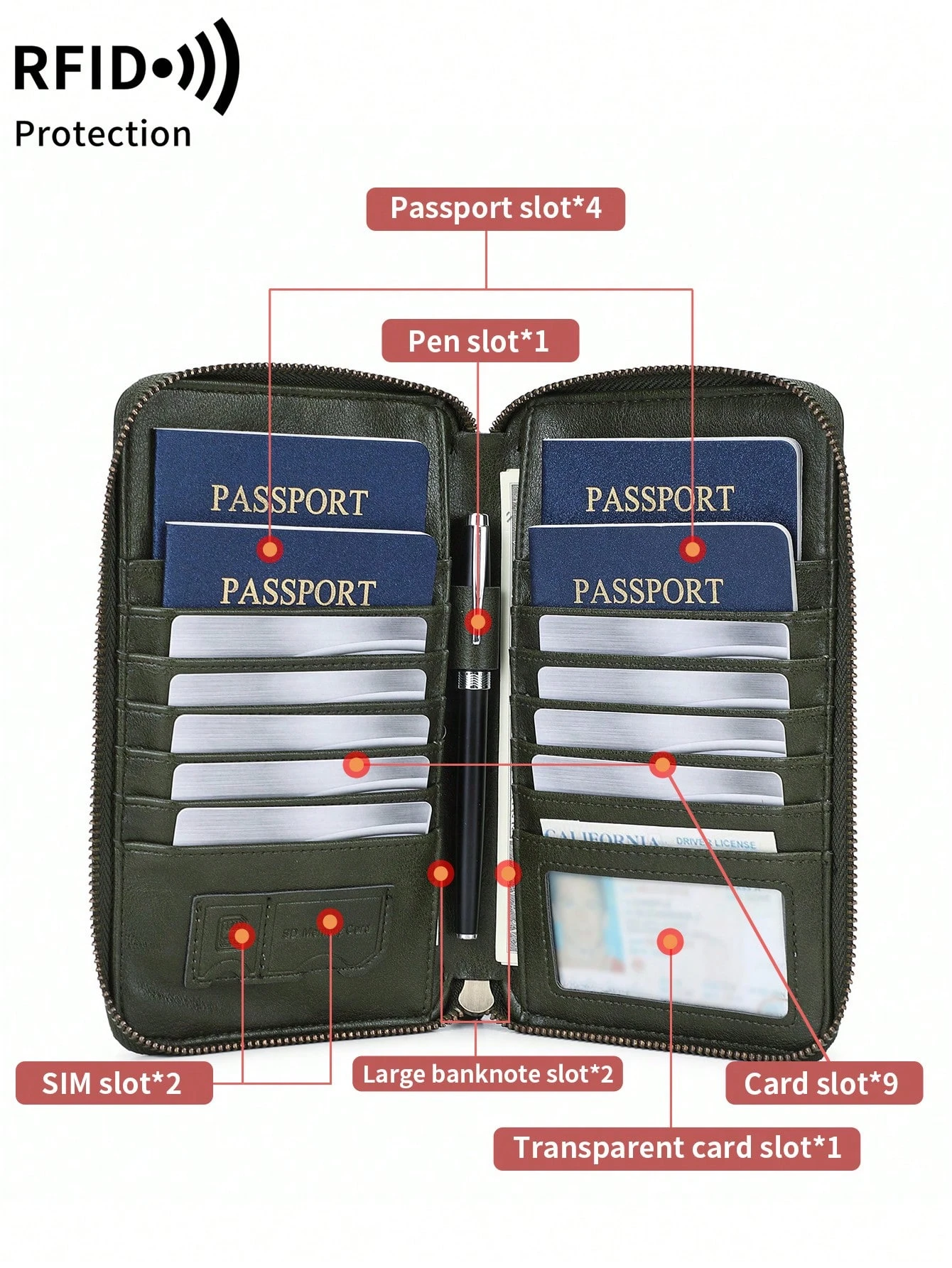 New Family Passport Holder Wallet RFID Blocking Travel Document Storage Bag Women Men Multifunctional PU Leather Passport Wallet