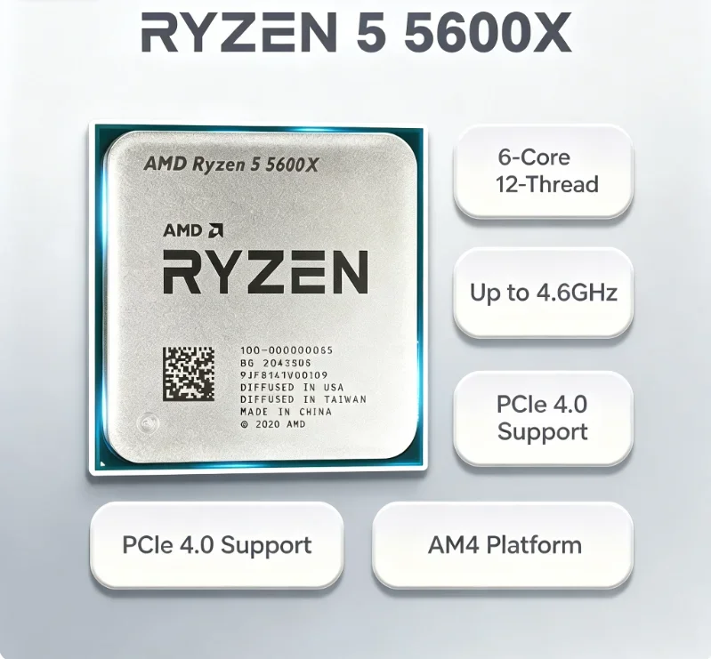 AMD R5 5600X Ryzen 5 5600X Used CPU Processor 3.7GHz 6-Core 12-Thread 7NM 65W L3=32M 100-000000065 AM4