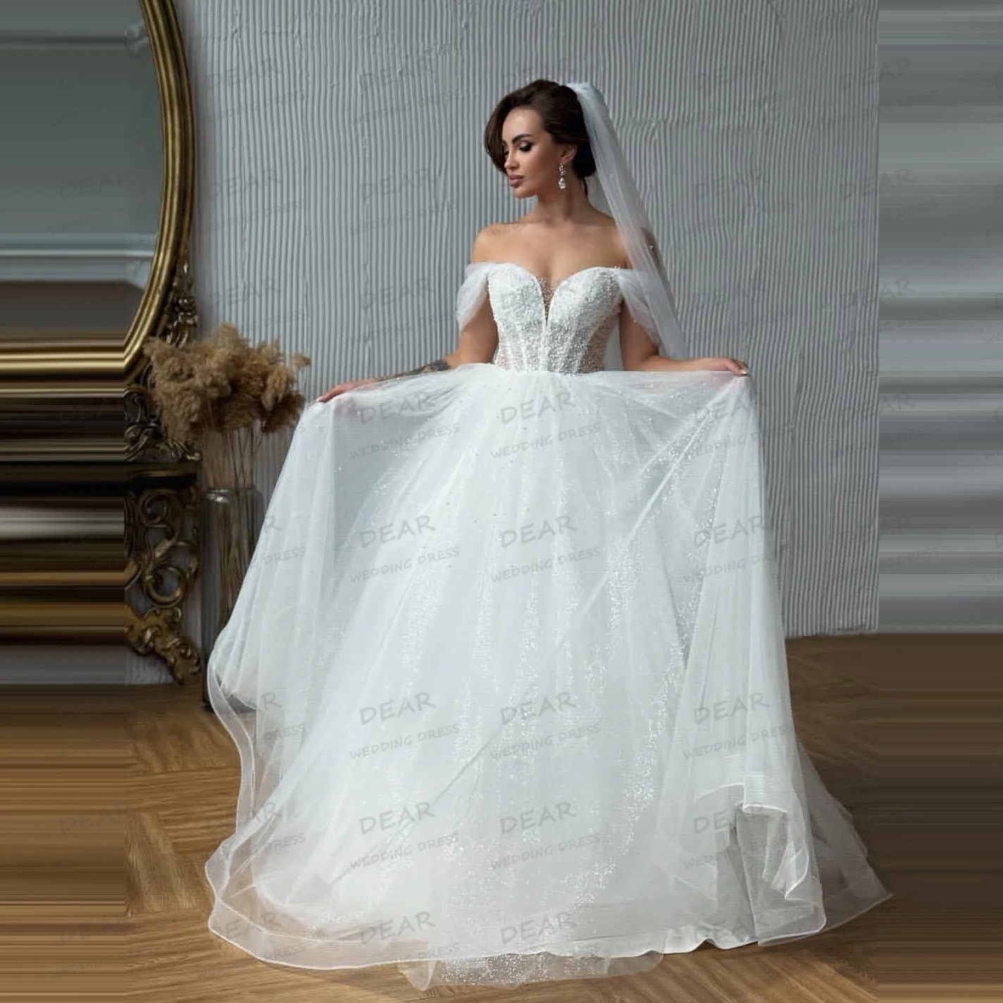 

Luxury Beading Wedding Dresses A Line Women's Sweetheart Sleeveless Backless Bride Gowns Formal Vestidos De Novia Customized