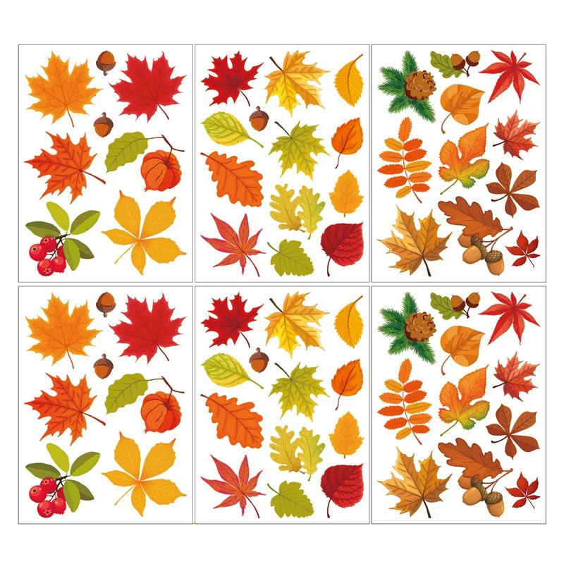 Thanksgiving Fall Leaves Window Clings Window Decals Fall Clings for Glass Window Seasonal Autumn Decoration