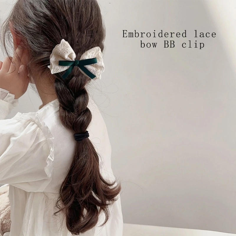 Embroidered Lace Headwear Headdress Hair Bowknot Clip for Daily Wearing Parties