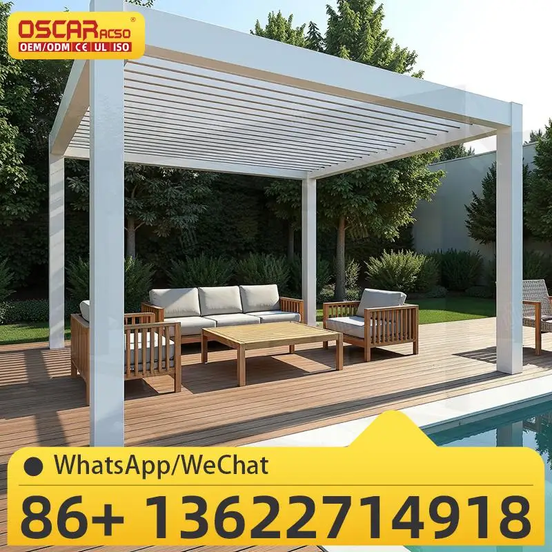 

Retractable Canopy Motorized Louvre Screen Rollen Outdoor Aluminum Canopy Pergola for Garden Patio Balcony pergola