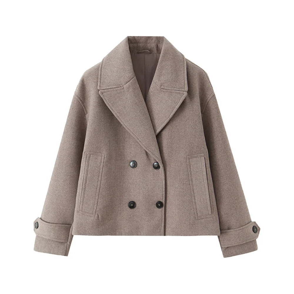 الخريف والشتاء أزياء المرأة الجديدة تنوعا سترة معطف قصير مزدوجة الصدر