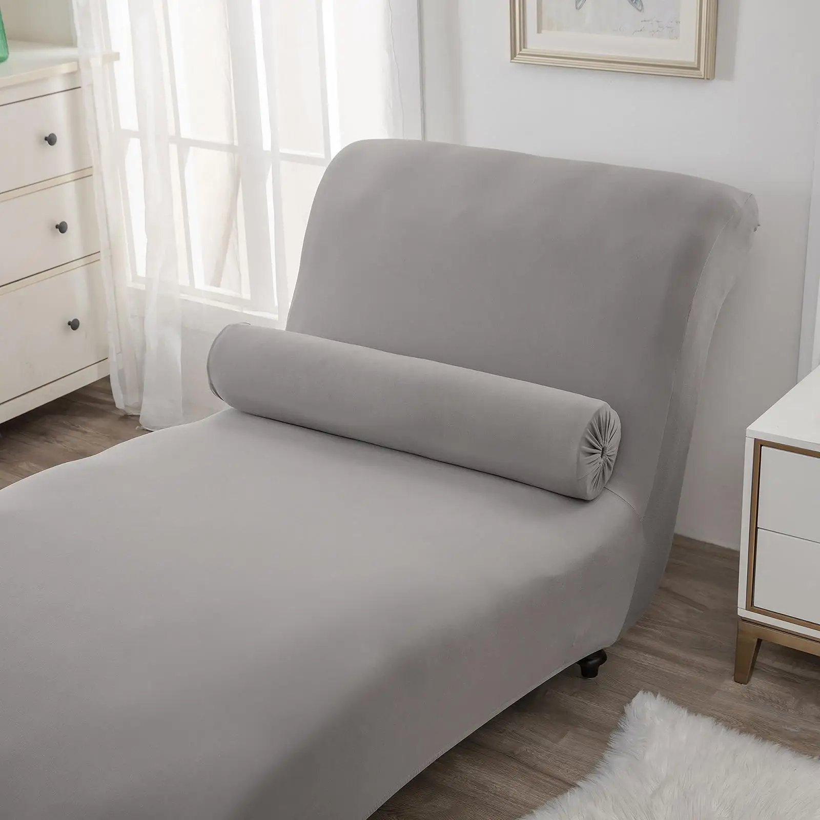 Cozy Chaise Lounge Indoor Slipcover for Bedroom or Lounge Chair with High Elasticity Easy Fit