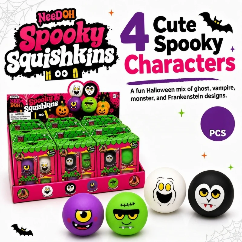 Halloween Ghost Squishy Toy Gift Box, Spooky Monster Stress Balls, Sensory Fidget Squeeze Toys, Party Holiday Gifts