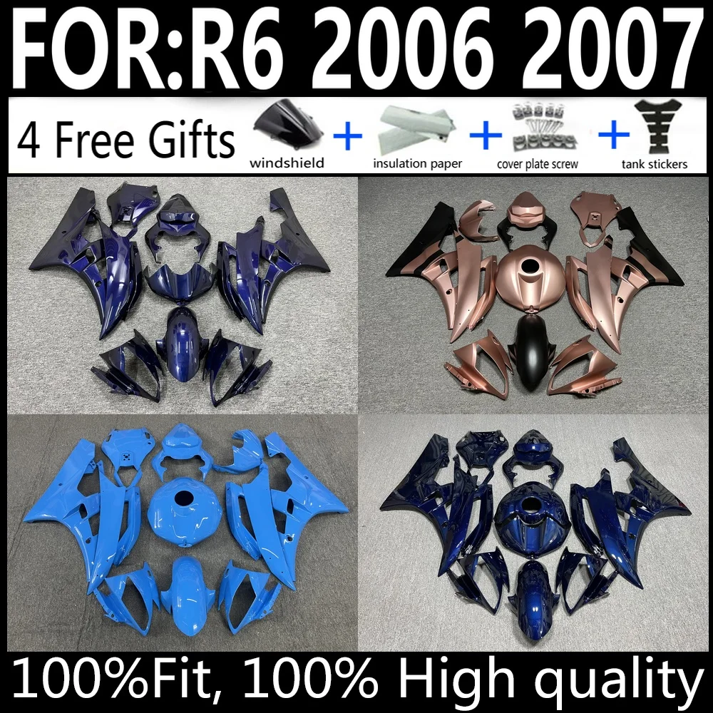 

Injection Fairing Kit For Yamaha YZF-R6 2006 2007 Bodywork Cowling Set High Quality ABS Plastic Full Body 06 07 R6 Parts