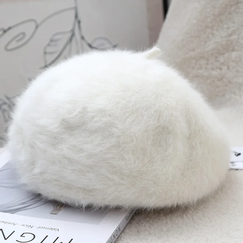 帽子 FUMIKA UCHIDA RABBIT FUR PLAIN BERET Japan-style Small Fresh Rabbit Fur Beret for Women Simple and