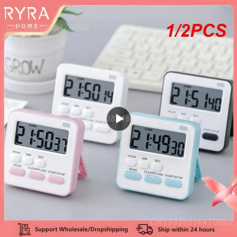 1/2PCS Mute Countdown Simple Design Beautiful Appearance Lcd Timer Digital Display Liquid Crystal Small Clock