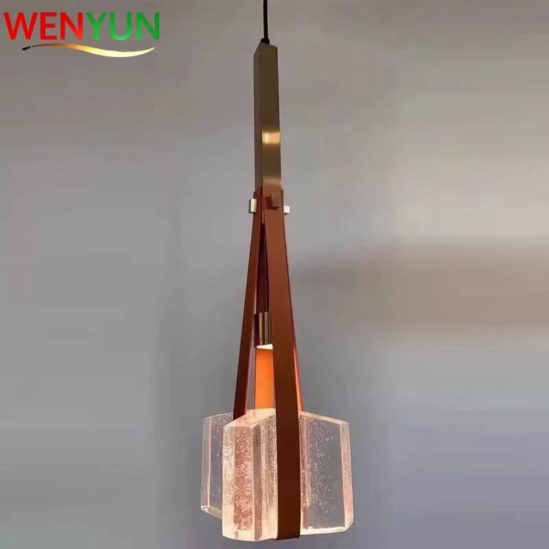 WENYUN Modern Luxury Brown Leather Restaurant Pendant Lamp Designer Creative Personality Art Bar Counter Bedroom Bedside Lamp