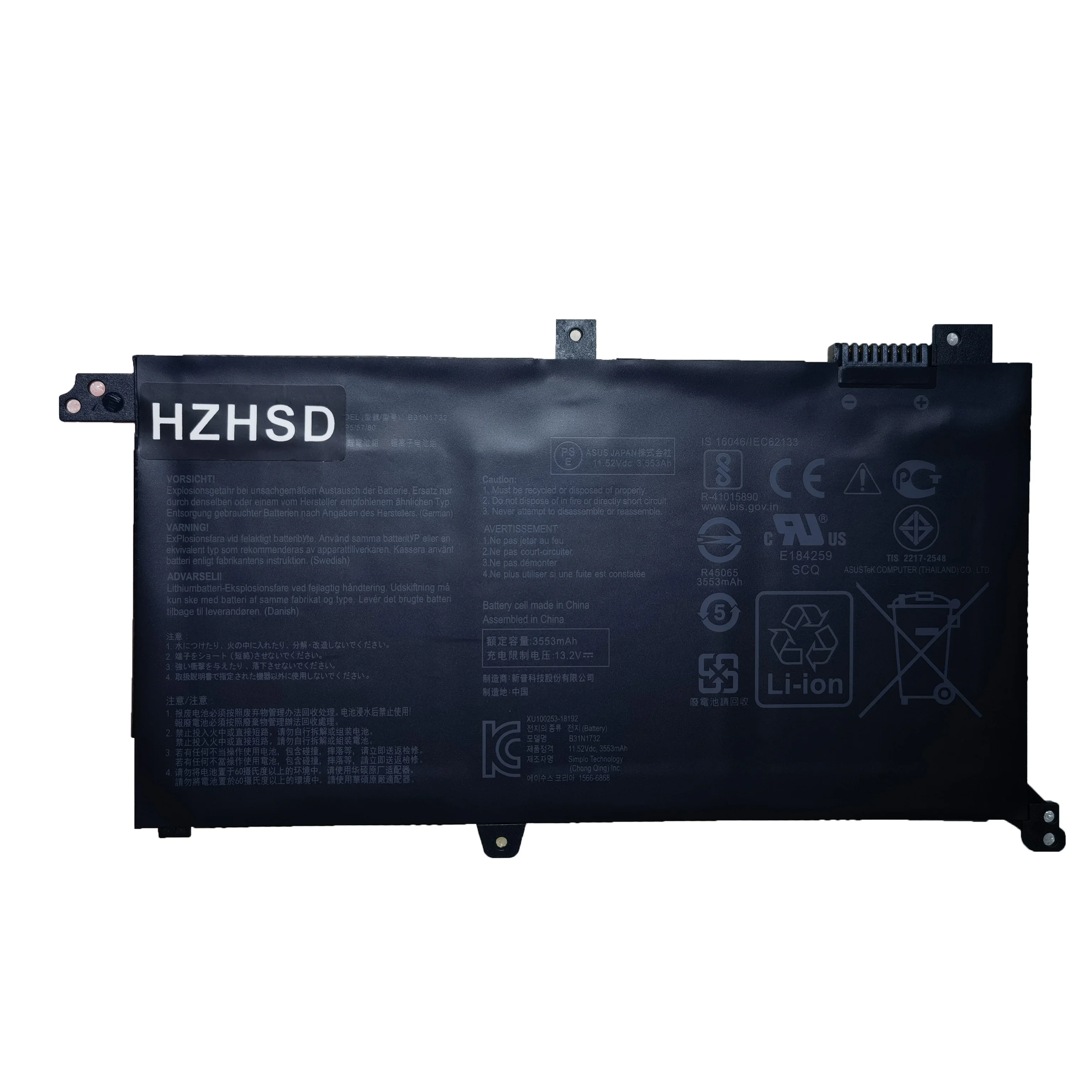 HZHSD 11.52V 42WH B31N1732 B31BI9H Laptop Battery For Asus VivoBook S14 S430FA S430FN S430UA S430UF X430FA X430FN X430UF S4300F