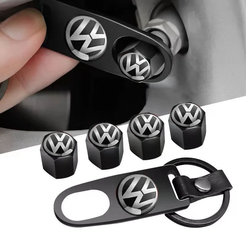 1 Set Car Wheel Tire Valve Caps Cover Keychain For VW GTI Polo Golf 6 7 Passat Touran Bora Beetle Jetta Tiguan YPSH-C854