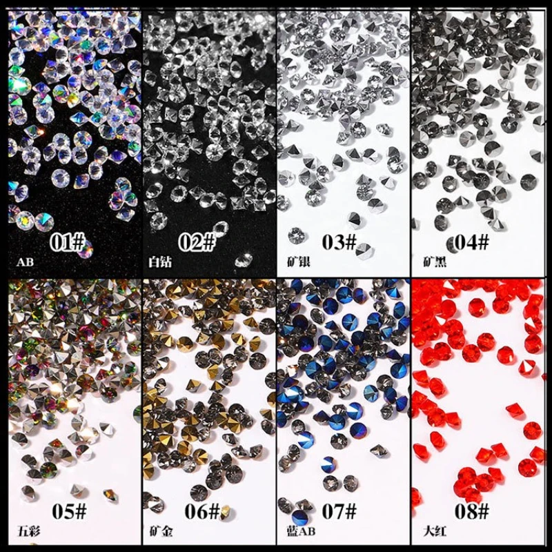 1 Bottle Crystal Mini Nail Rhinestones Shiny Reflective Small Diamond Vintage Material Nail Decoration Round Bead Nail Gems