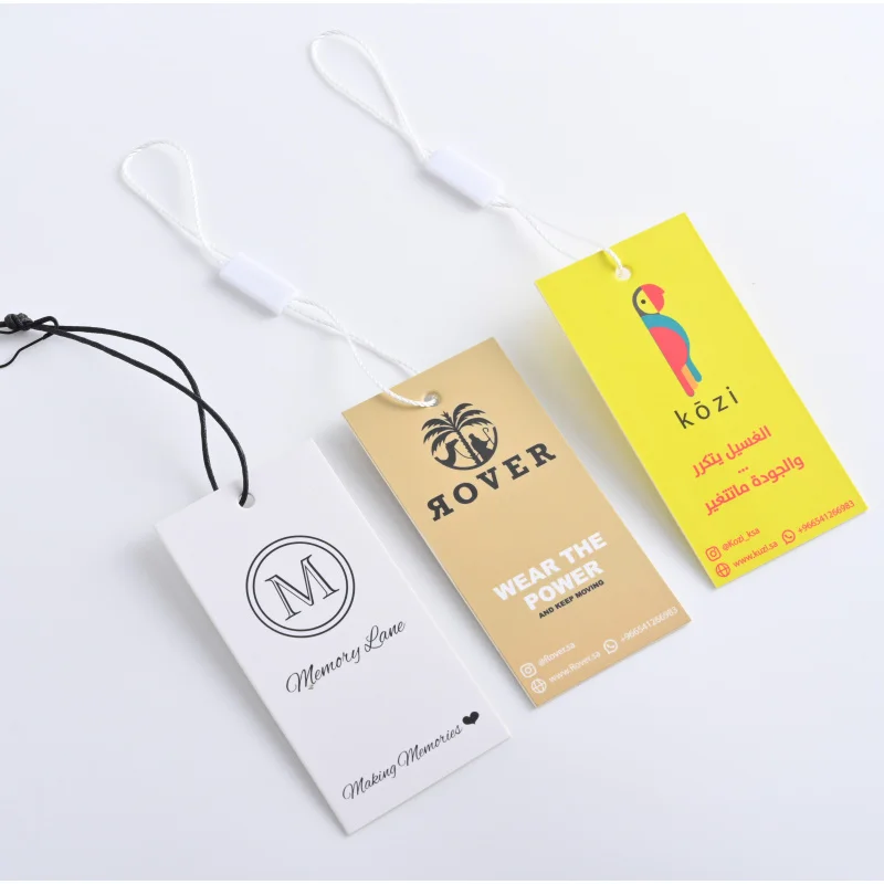 Custom..pieces.Custom Luxury Garment Paper Hangtag บรรจุภัณฑ์ hang tags เสื้อ