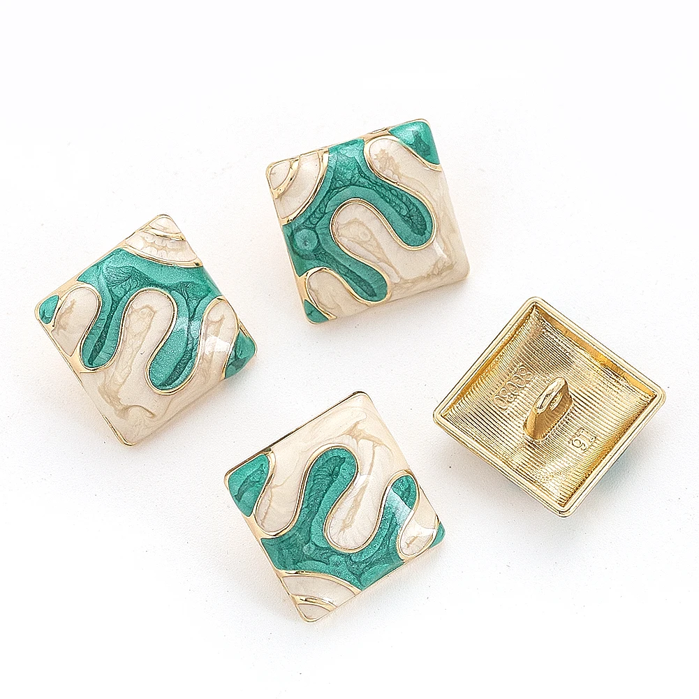 6pcs Alloy Square Buttons Drip Glaze Color Metal Delicate Sweater Coat Knitwear Decoration Accessories Handmade Sewing Supplies