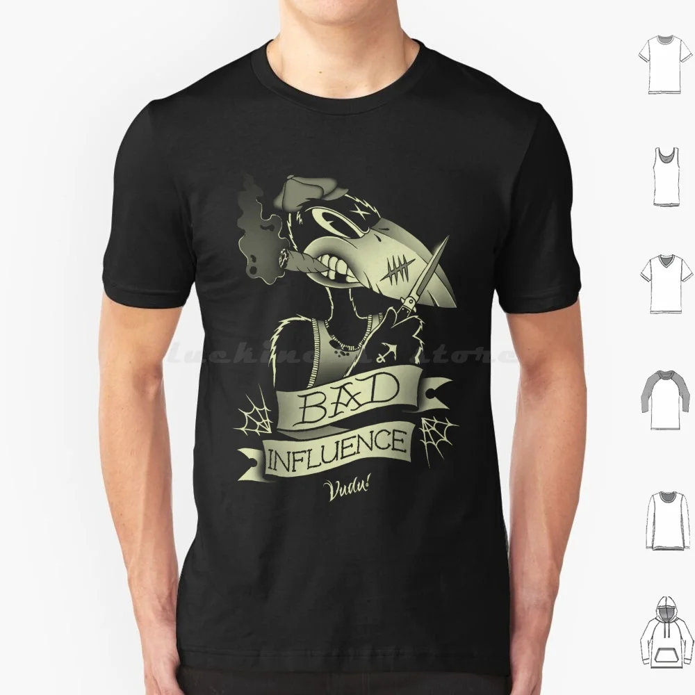 Bad Influence Crow T Shirt 6xl Cotton Cool Tee Crow Bird Raven Bad Luck Animal Scary Goth Dark Cool Omen Crows Skull Bad