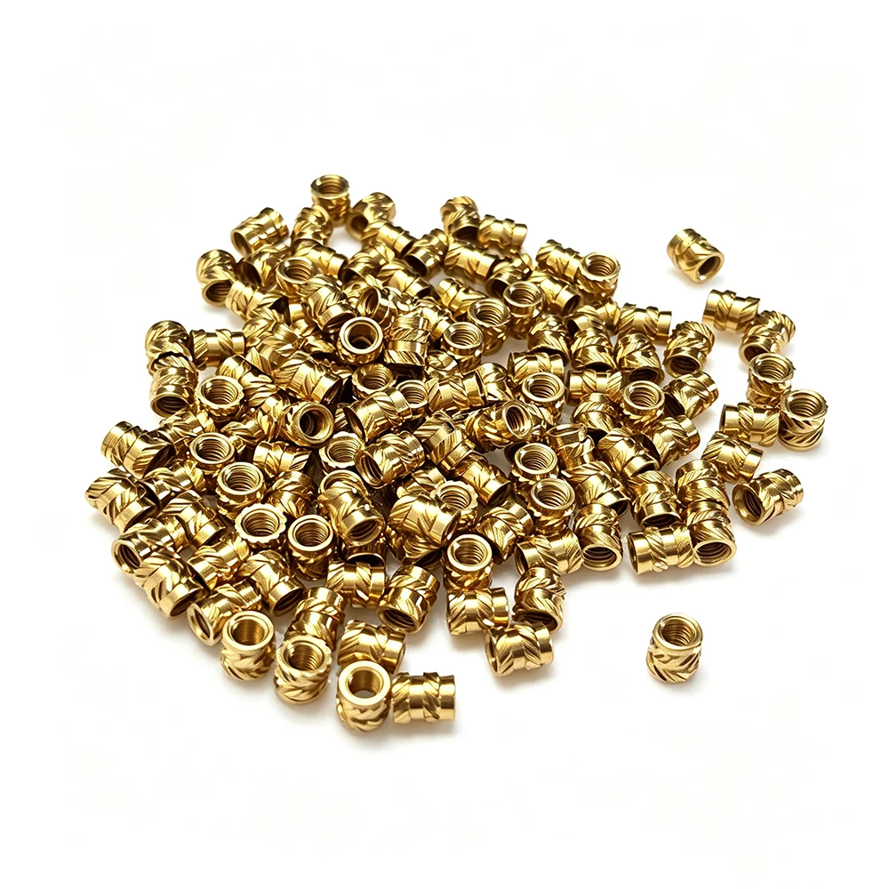 50pcs Brass Hot Melt Insert Knurled Nut M3X4X4 M3X4X5 Thread Heat Molding Double Twill Injection Embedment Nut For 3D Printer - view 2