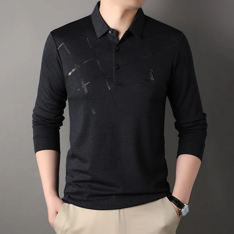 New Long-Sleeved T-shirt Men's Spring and Autumn Thin Bottoming Shirt Autumn Polo Top