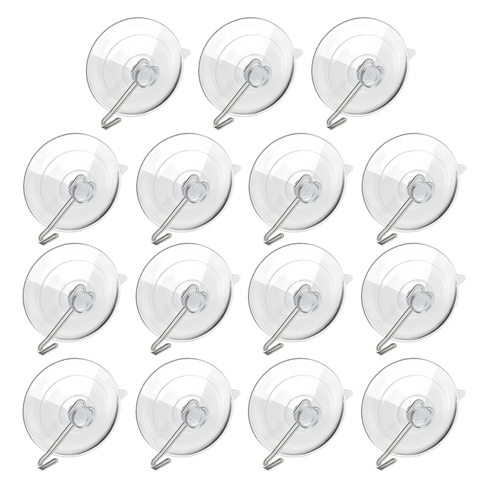 

15pcs Suction Cup Hooks Clear Window Hangers Single Wall Hanging Hooks Heavy Duty Door Fittings For Glass Decor Shower Removable