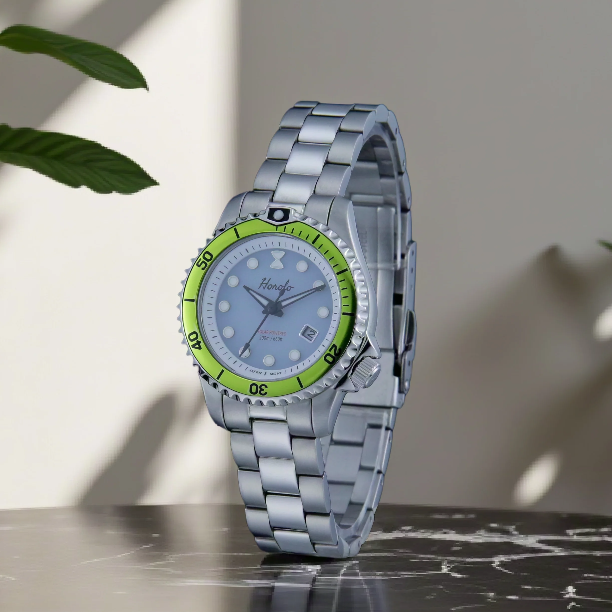 Horolo S1955X japon mouvement à Quartz solaire Epson VS22 acier inoxydable Super-LumiNova BGW9 résistant à l'eau 20ATM montres pour femmes