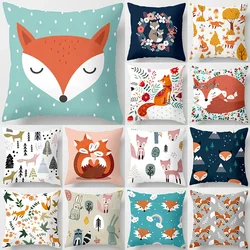 Cartoon Fox Animal Car Pillowcase Living Room Polyester Cushion Cover  Sofa Decoration