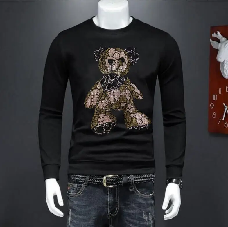 

2023 New winter Men Streetwear Round Neck High quality Sweatshirt Tops Male Clothes Designer Rhinestone