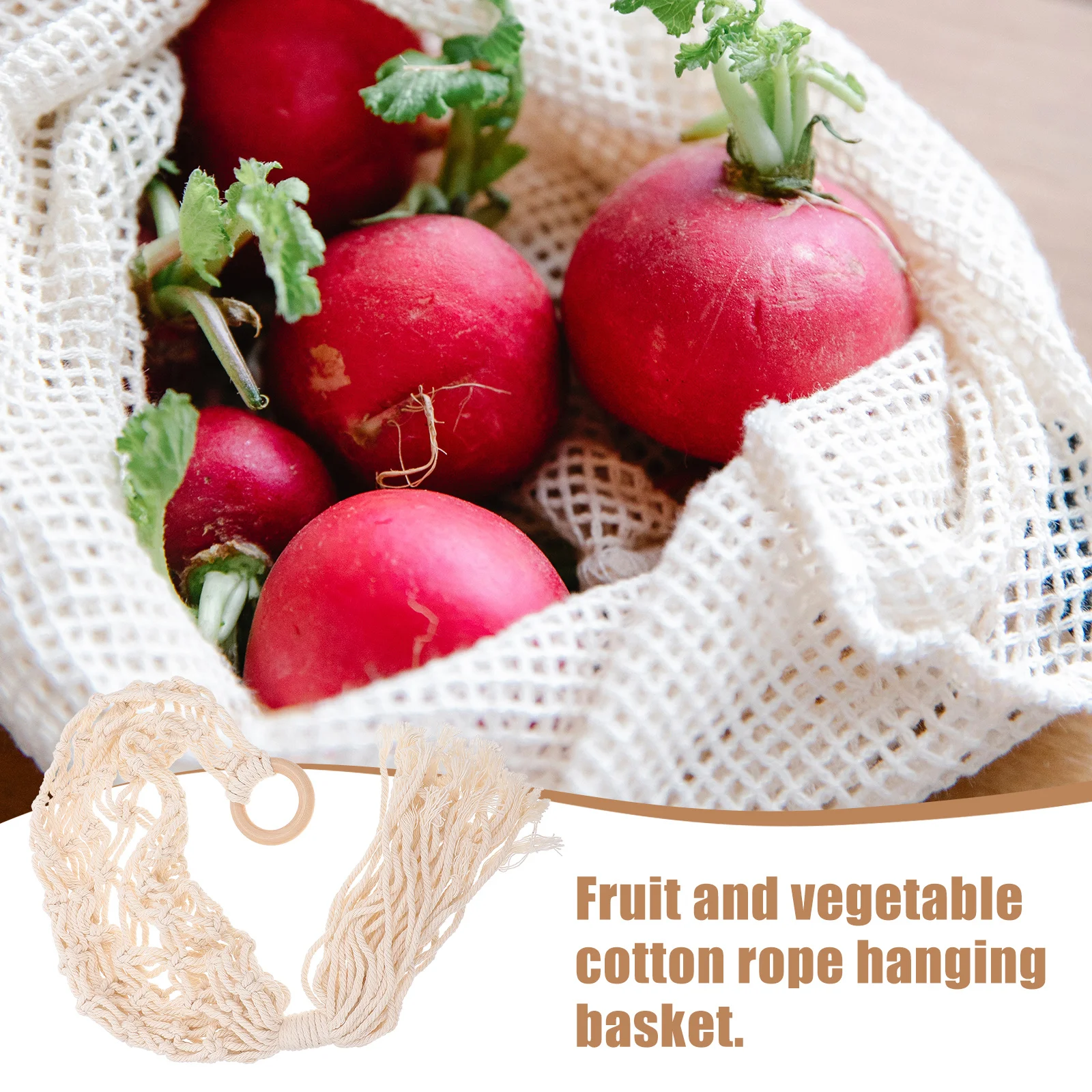 

1Pcs Cotton Rope Hanging Basket Decorative Woven Storage Basket for Fruit Vegetable Household Hanging Storage Pendant Balcony