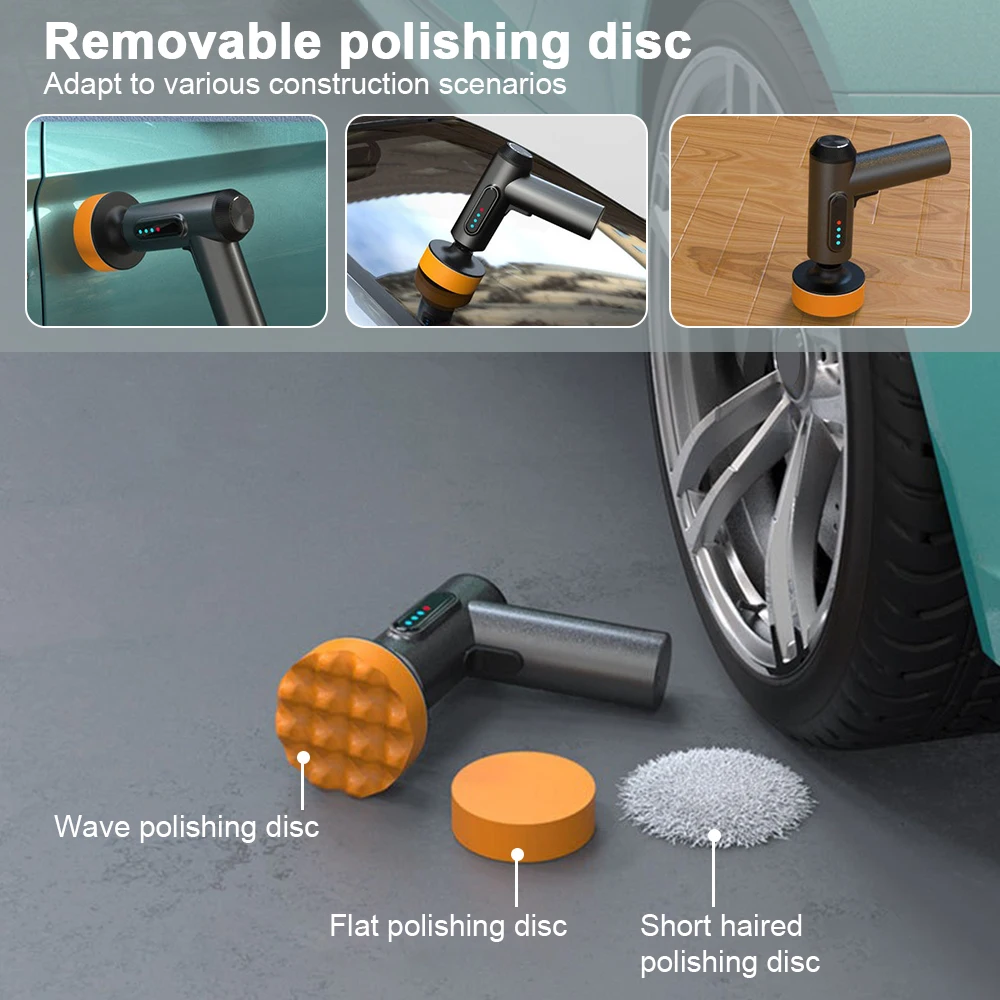 Car Polishing Machine Wireless Digital Waxing Polisher Car Mounted Handheld Electric Power Tool Kit for Auto Cleaning Repair