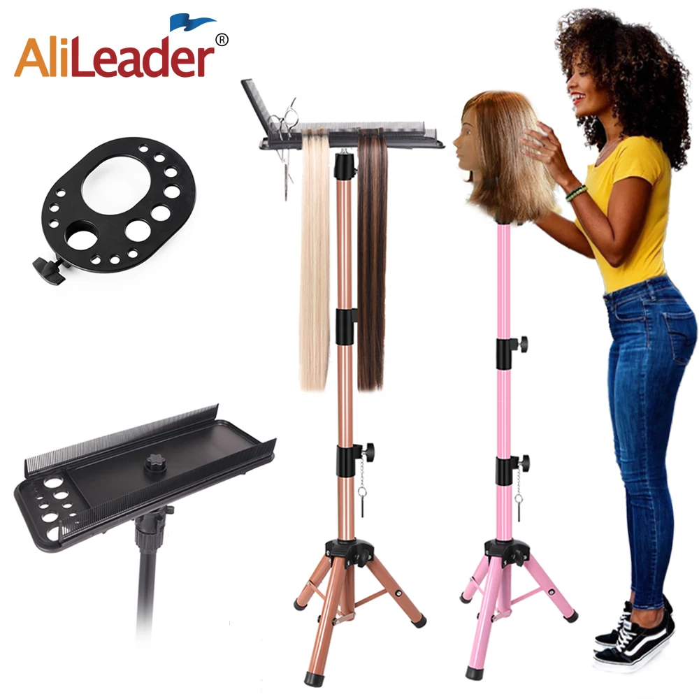 55Inch Wig Stand With Tray Adjustable Wig Stand For Mannequin Head Multifunction Double-Side Teeth Hair Extension Display Tray