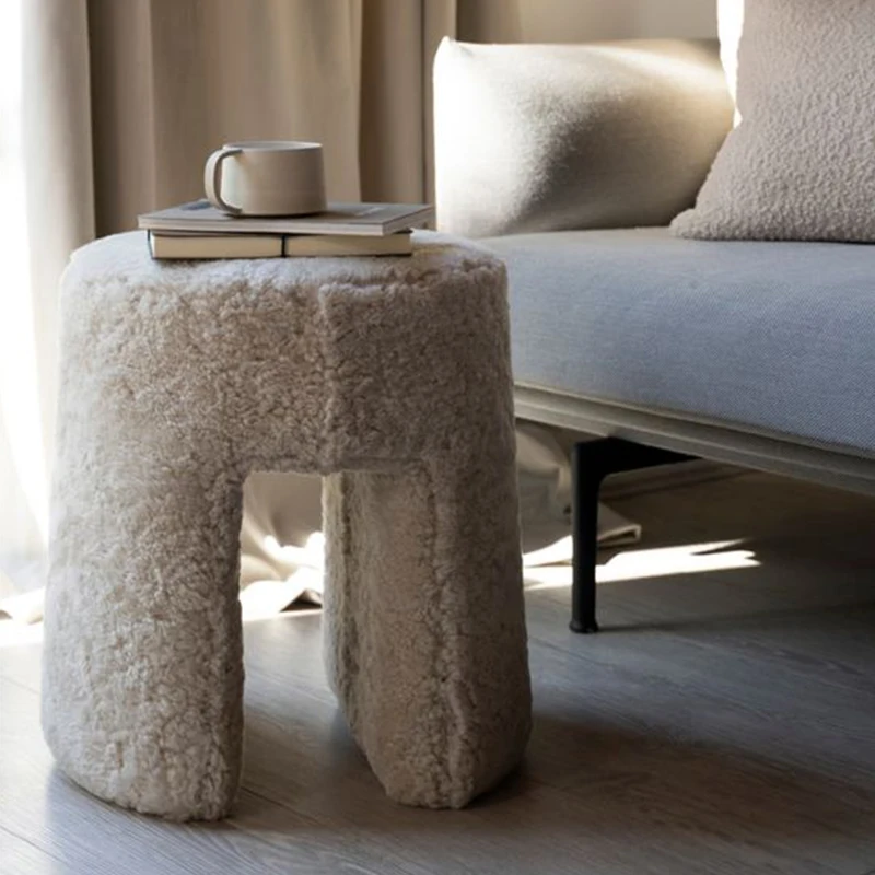 Nordic Modern Style Customized Velvet Door Design Little Foot Stool Home Living Room Sofa Pouf Ottoman Villa Hotel Office Stool