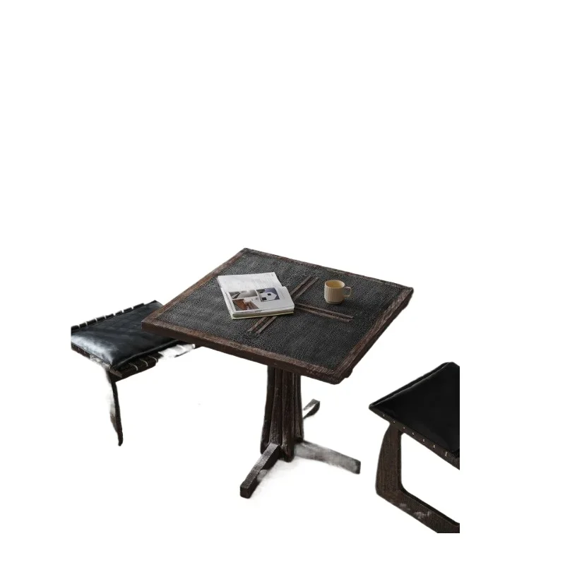Wabi-sabi wind solid wood retro coffee table, medieval style B & B hotel negotiation table, restaurant