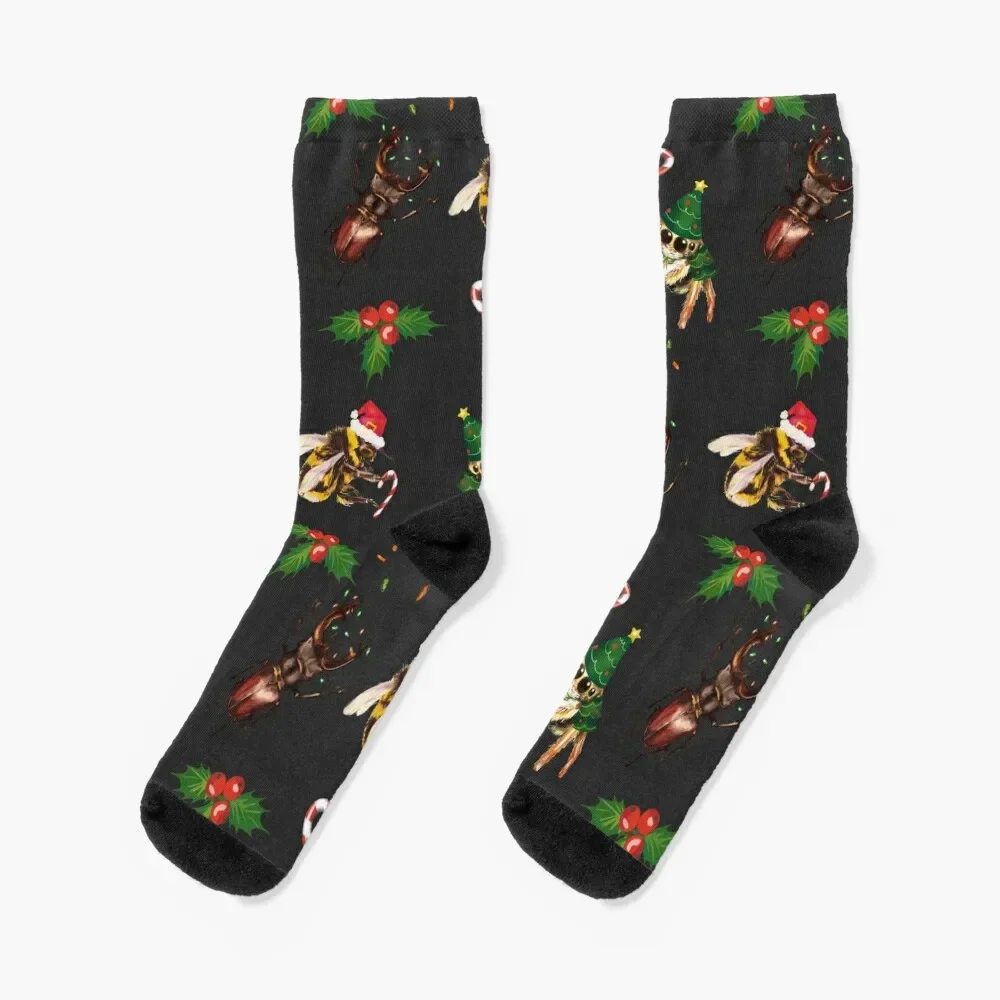 Christmas Bugs Pattern | Festive Insects and Spider Socks sports stockings snow Sports fashionable Girl'S Socks Men's