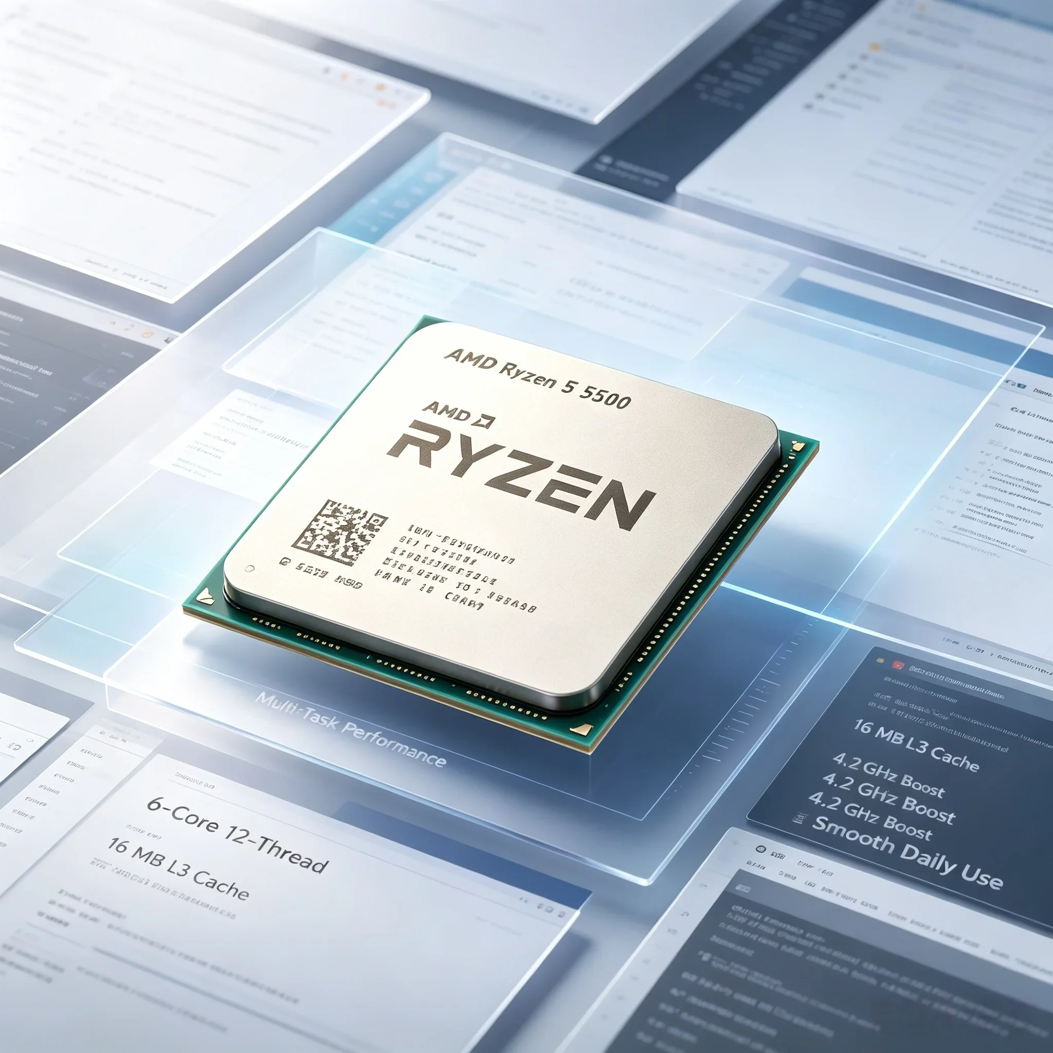 AM4 Series Mainboard Upgrade Parts AMD Ryzen 5 5500 7nm Low Power 16MB L3 Cache 4.2GHz Socket AM4 6C12T Processor No Cooling
