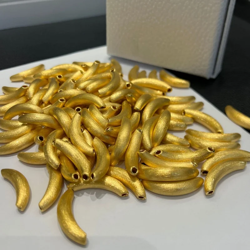 

LABB подвеска-трубка из настоящего золота 18 карат без литья Au750, золотая матовая изогнутая подвеска-трубка, женский бутик ювелирных изделий, подарок D0230