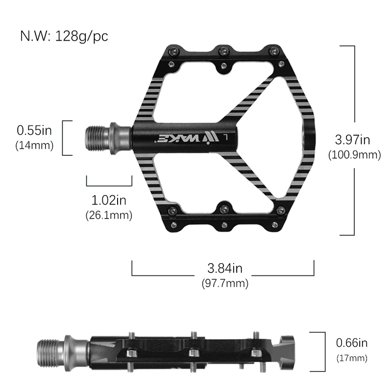 Wake Mountain Bike Pedal 3 Bearing Seal Ultralight Footboard Wide Area Bicycle Accessories Anti Slip  for MTB Cycling Road Bike