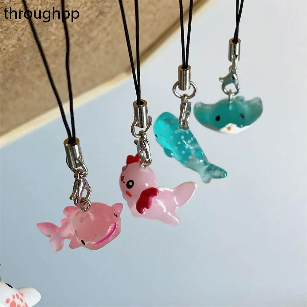 Sea Creature Fish Phone Chain Sea Hare Black Whale Phone Lanyard Pink Axolotl Kawaii Jelly Shark Keychain Phone Charms