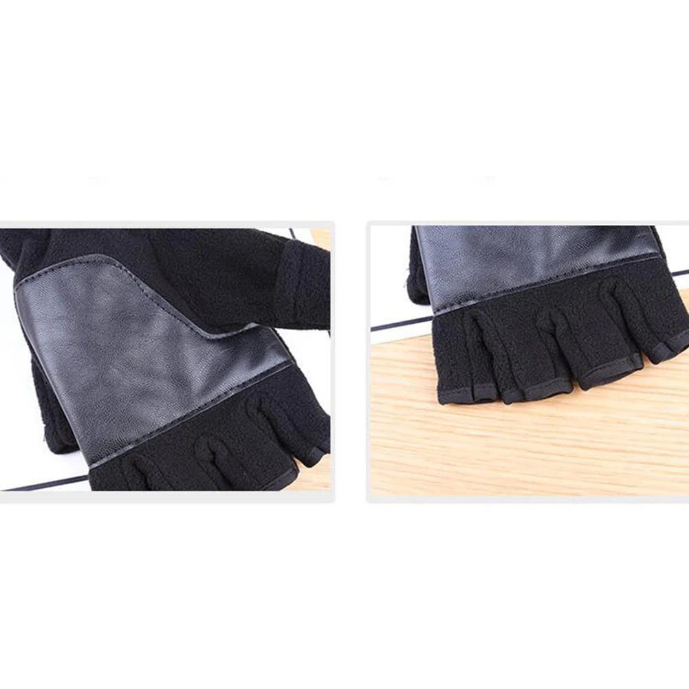 

Adult Half-Finger Touch Screen Gloves Double Layer Keep Warm Windproof Thicken Gloves For Outdoor Riding Driving