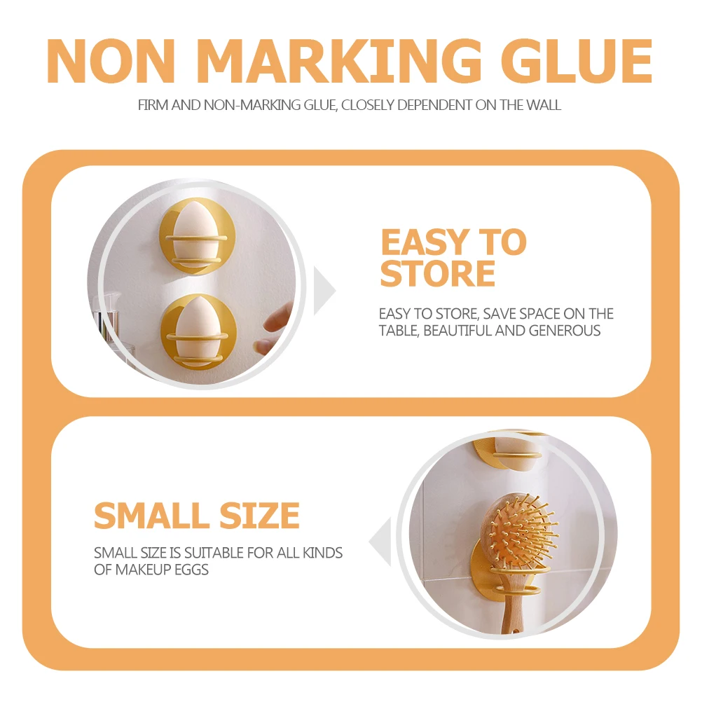 

2 Pcs Makeup Sponge Rack Egg Holder Wall Mounted Organizer Powder Puff Storage Bathroom Bedroom Carbon Steel