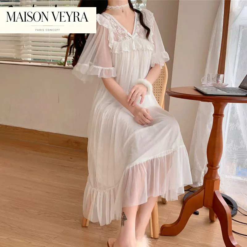 m-4xl-nightgowns-women-sleepwear-white-midi-v-neck-sweet-ruffles-a-line-spliced-elegant-temper-lounge-summer-aesthetics-home