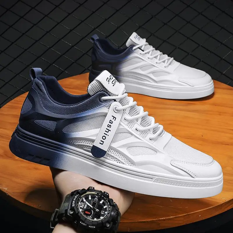 

Men's Summer Breathable Mesh Casual Skate Shoes Lightweight Sporty Trendy Gradient Color Sneakers Low Top Rubber Outsole