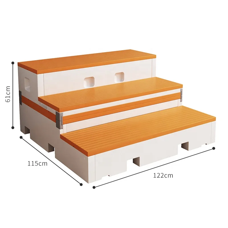 High-density polyethylene blow molding three-layer flippable chorus table, with wheels, movable steps/stage dual-purpose