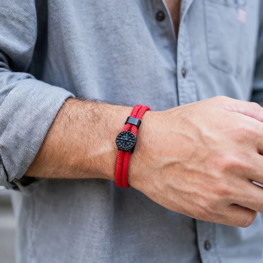 

Fashion Double Layer String Man Apparel Accessories Handmade Nylon Rope Braslet Outdoor Camping Riding Homme Gift Hand Jewelry