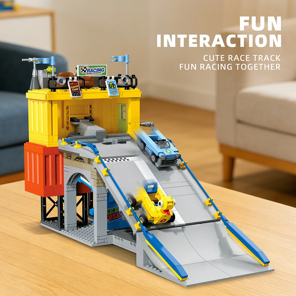 678pieces Slope Racing Scene Amusement Park Building Block Model Desktop Home Decor Puzzle Assembly Toy for Adults Xmas Gifts